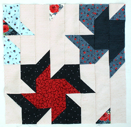 Scrappier Double Pinwheel quilt block 5