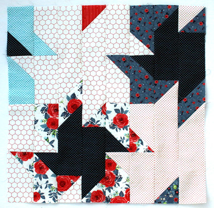 Scrappier Double Pinwheel quilt block 7