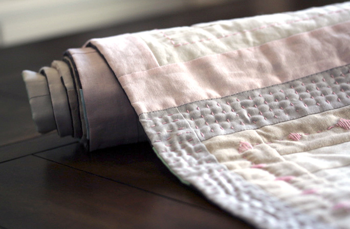 I hand quilted the Linen Table Runner I made for Easter