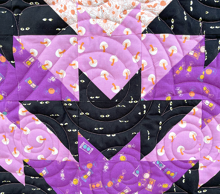 Close of of the bats in the Twilight Frenzy Quilt