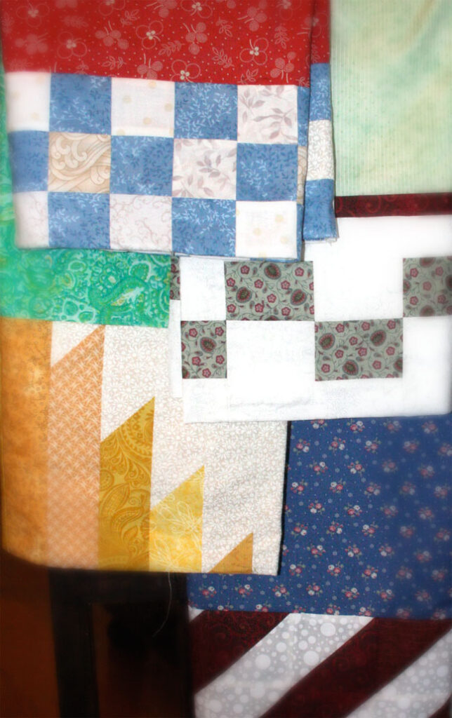 2014s first four pillowcases - showing off the quilted edge - I made these for the 1 Million Pillowcase Challenge