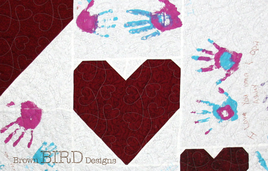 Healing Hands on Heart Quilt close up