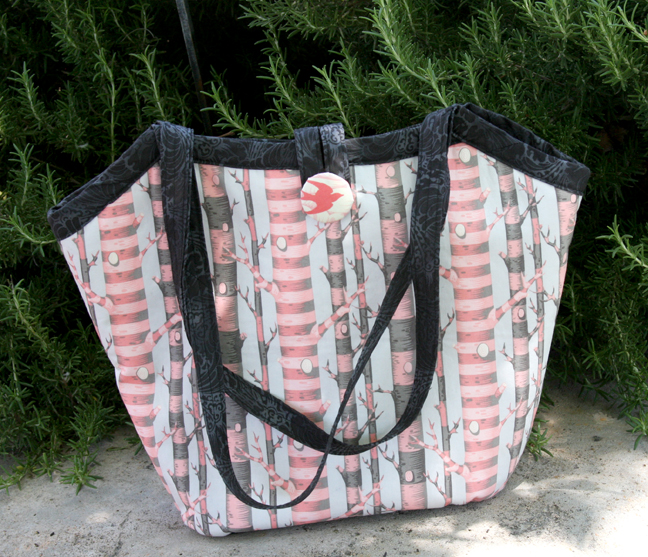 Reversible Bucket Bag featuring Tula Pinks tree forest fabric