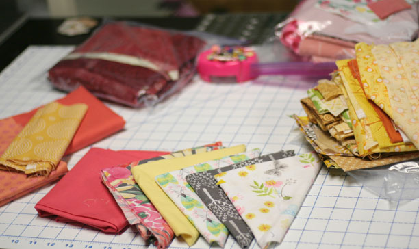 Keep your left over fabric scraps in plastic bags