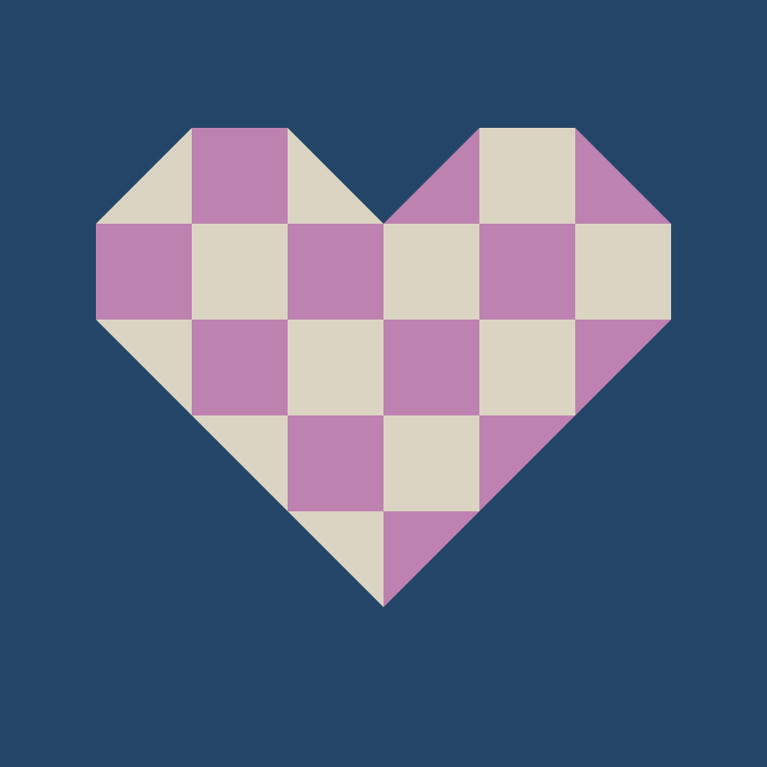 Heart that is created with a checkered pattern making up the I heart racing quilt block