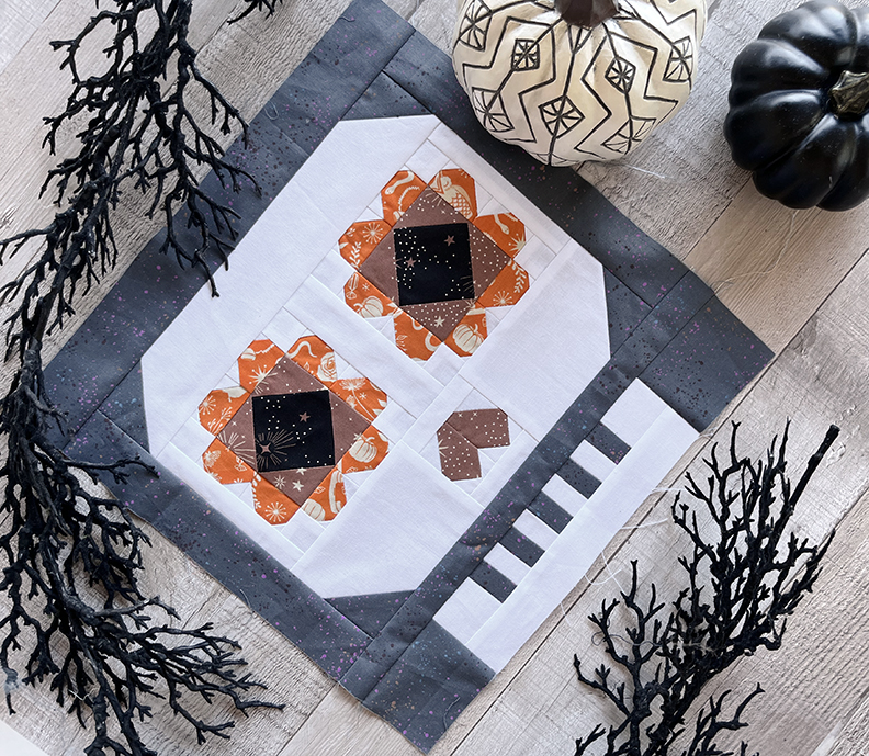 Sugar Skull Quilt Block for a quick and fun halloween project